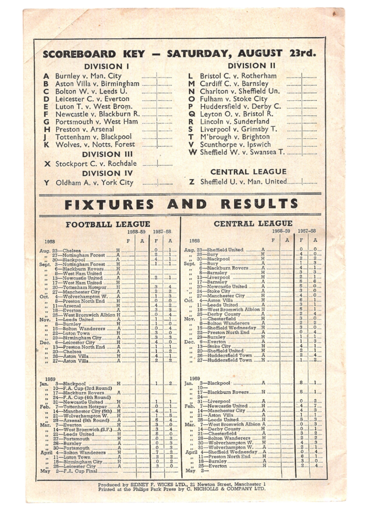 23rd August 1958 Manchester United v Chelsea FC Division One Matchday 01 1958-1959 - Image 2