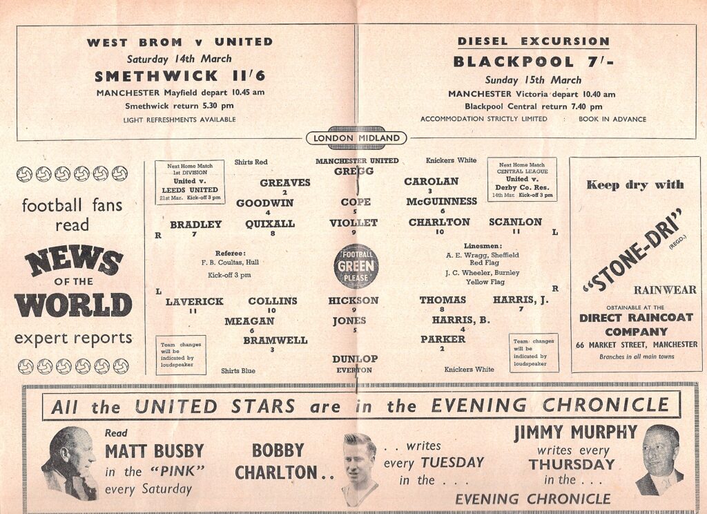 7th March 1959 Manchester United v Everton FC Division One Matchday 33 1958-1959 - Image 3