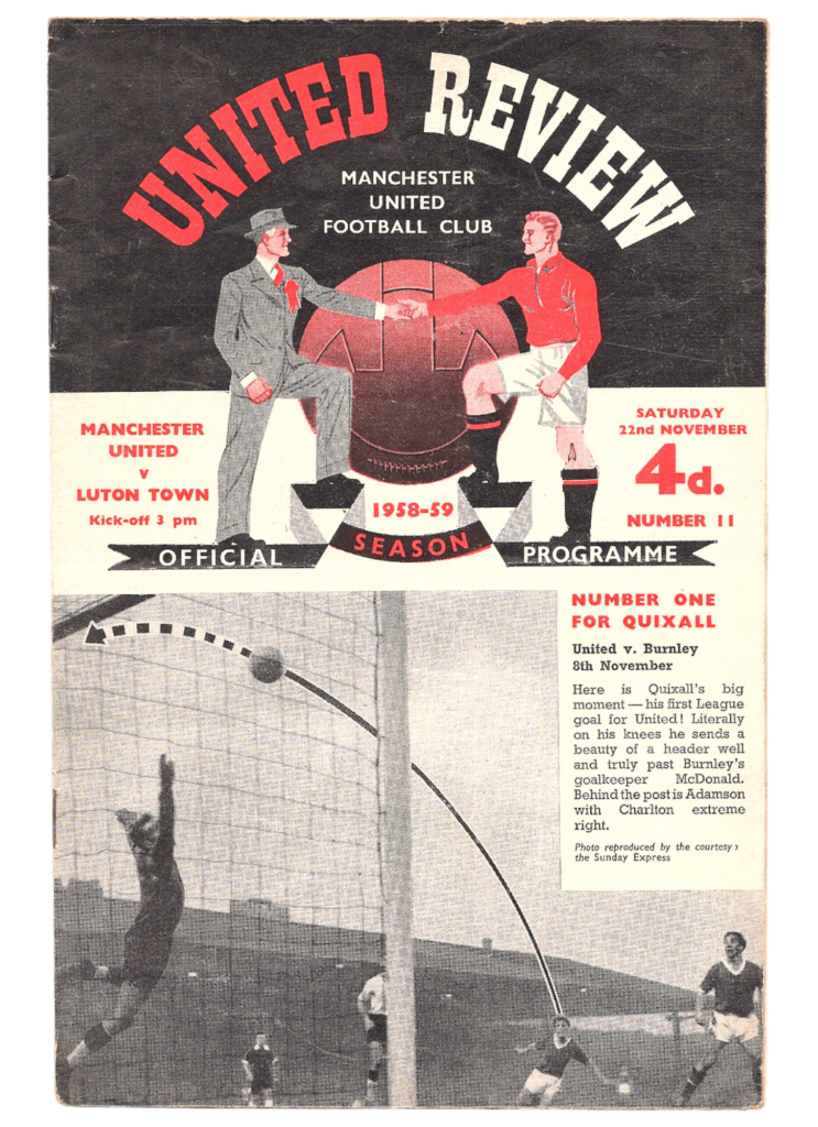 22nd November 1958 Manchester United v Luton Town Division One Matchday 19 1958-1959