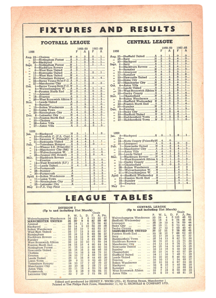 27th March 1959 Manchester United v Portsmouth FC Division One Matchday 36 1958-1959 - Image 2