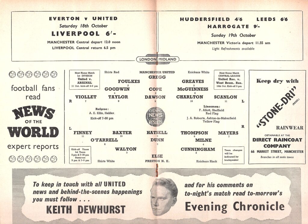 8th October 1958 Manchester United v Preston North End Division One Matchday 12 1958-1959 - Image 3