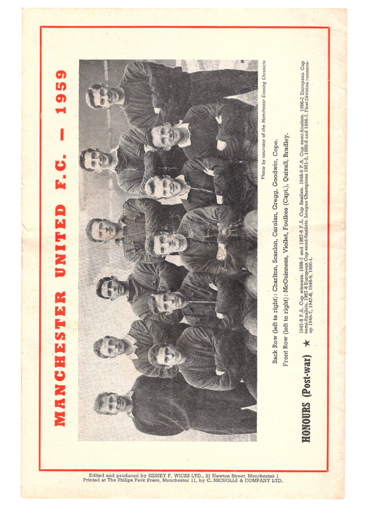 11th February 1959 Manchester United v Weiner Sport-Club Friendly Friendly 1958-1959 - Image 2