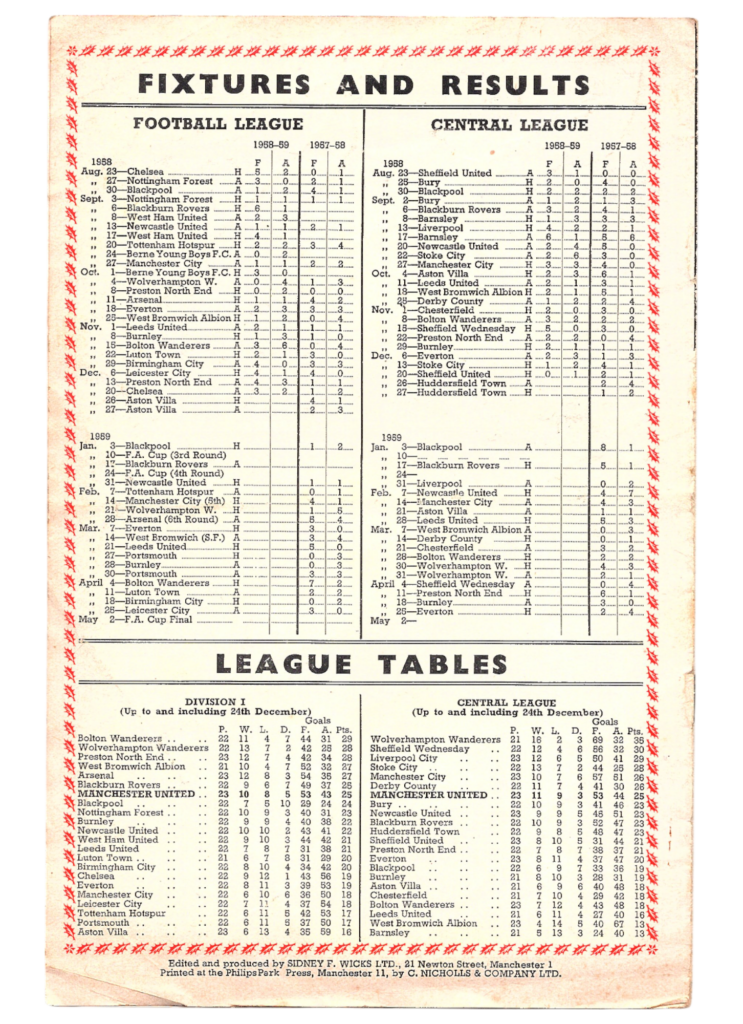 25th October 1958 Manchester United v West Bromwich Albion Division One Matchday 15 1958-1959 - Image 2