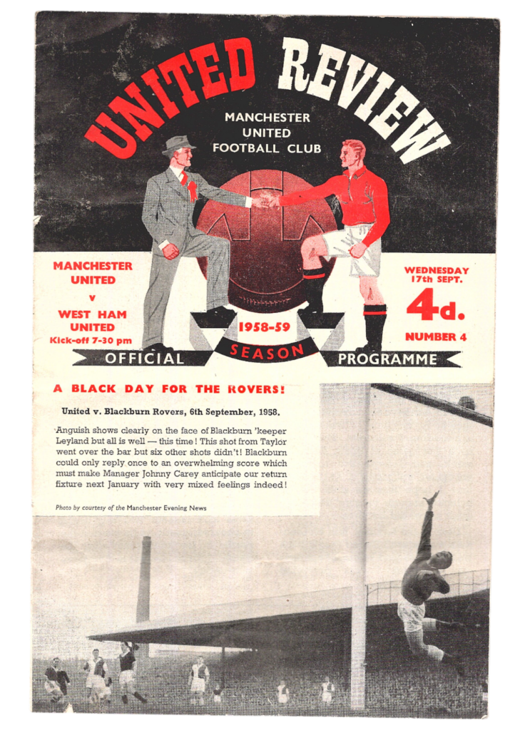 17th September 1958 Manchester United v West Ham United Division One Matchday 08 1958-1959