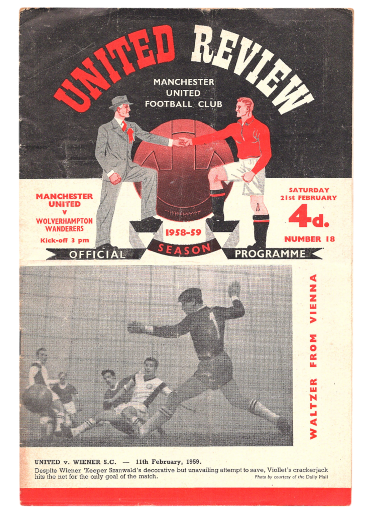 21st February 1959 Manchester United v Wolverhampton Wanderers Division One Matchday 30 1958-1959