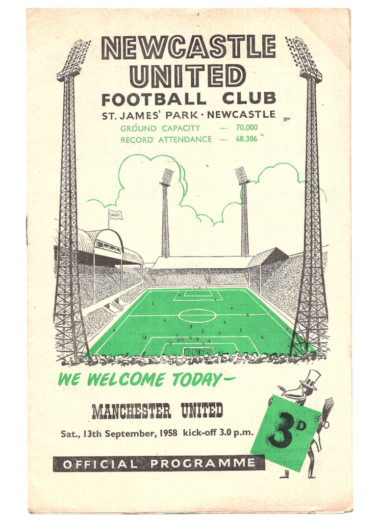 13th September 1958 Newcastle United v Manchester United Division One Matchday 07 1958-1959