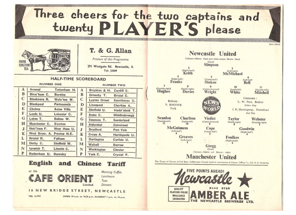 13th September 1958 Newcastle United v Manchester United Division One Matchday 07 1958-1959 - Image 3