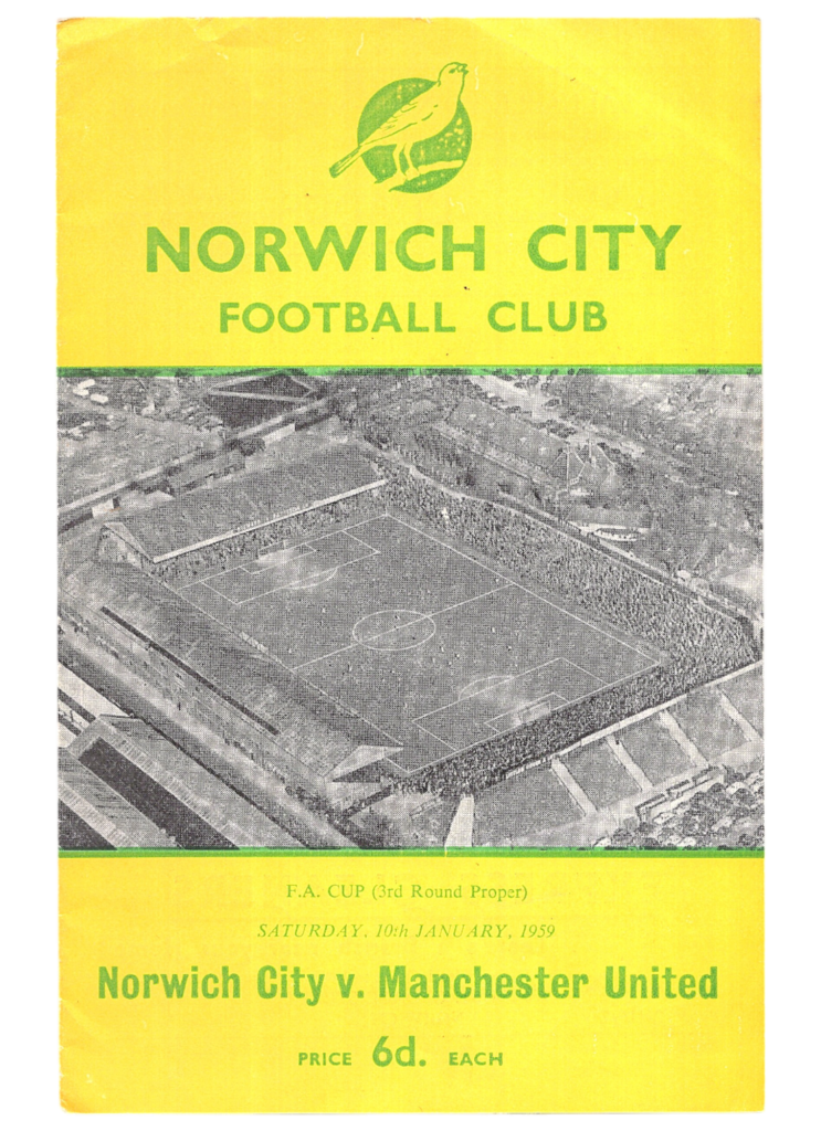 10th January 1959 Norwich City v Manchester United FA Cup 3rd Round 1958-1959