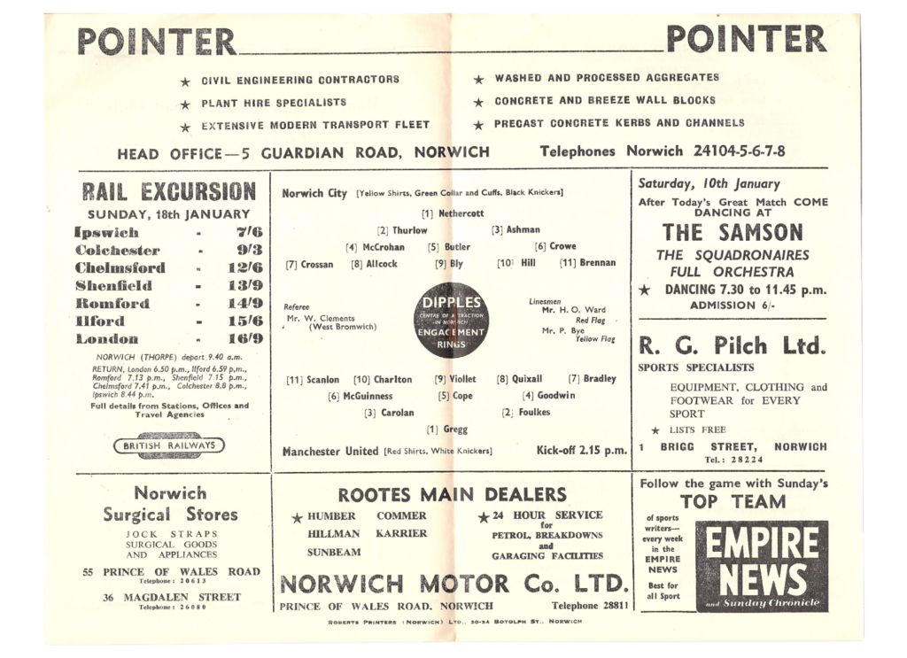 10th January 1959 Norwich City v Manchester United FA Cup 3rd Round 1958-1959 - Image 3