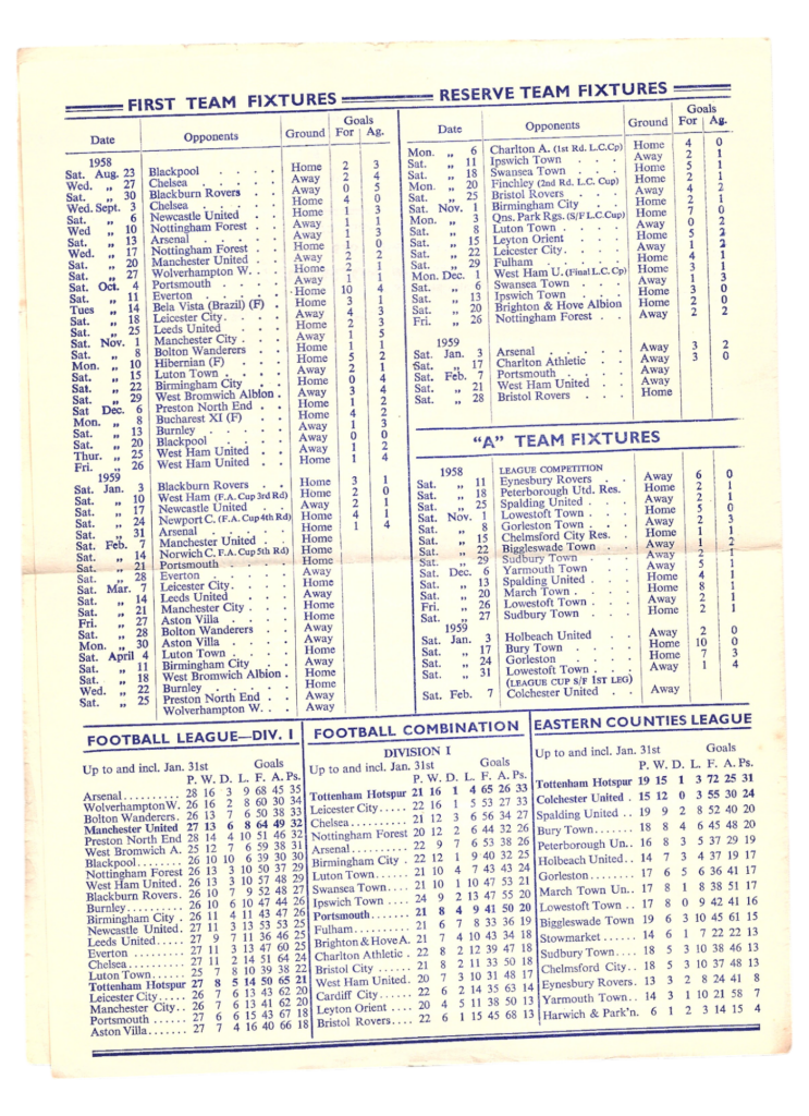 7th February 1959 Tottenham Hotspur v Manchester United Division One Matchday 28 1958-1959 - Image 2