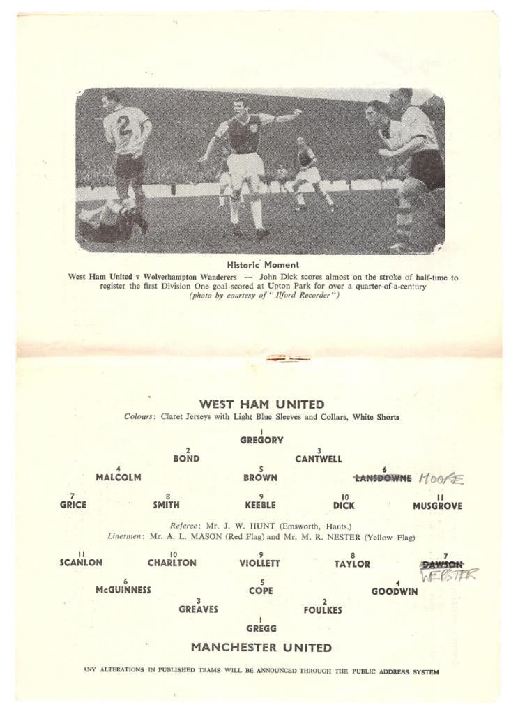 8th September 1958 West Ham United v Manchester United Division One Matchday 06 1958-1959 - Image 3