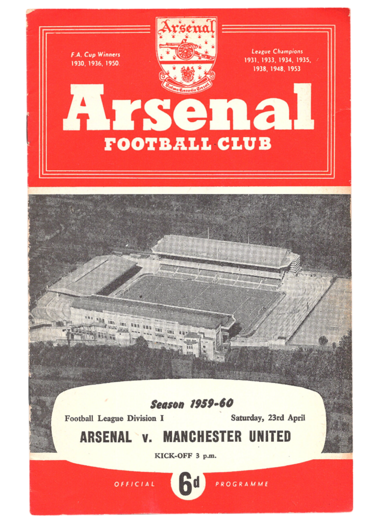 23rd April 1960 Arsenal FC v Manchester United Division One Matchday 41 1959-1960