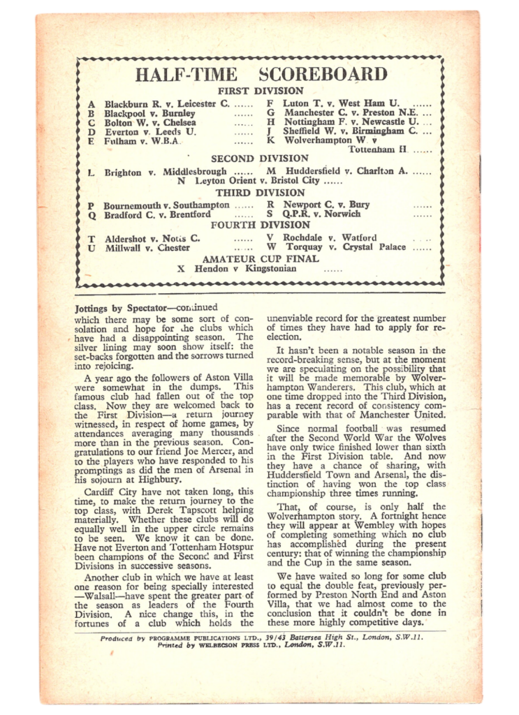 23rd April 1960 Arsenal FC v Manchester United Division One Matchday 41 1959-1960 - Image 2