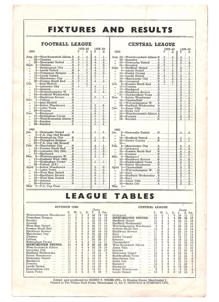 10th October 1959 Manchester United v Arsenal FC Division One Matchday 12 1959-1960 - Image 2