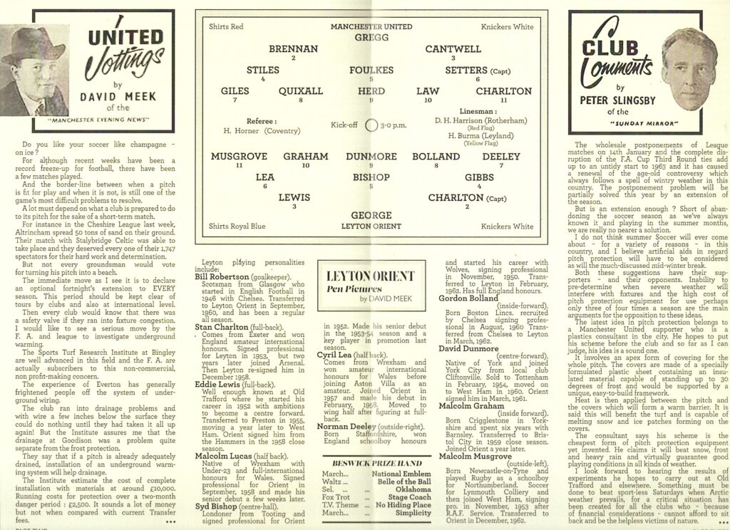 19th January 1963 Manchester United v Leyton Orient Division One  1962-1963 - Image 3