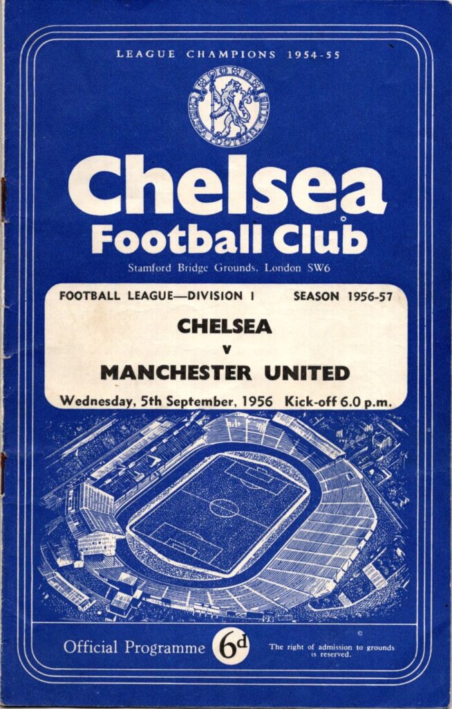 5th September 1956 Chelsea FC v Manchester United Division One Matchday 06 1956-1957