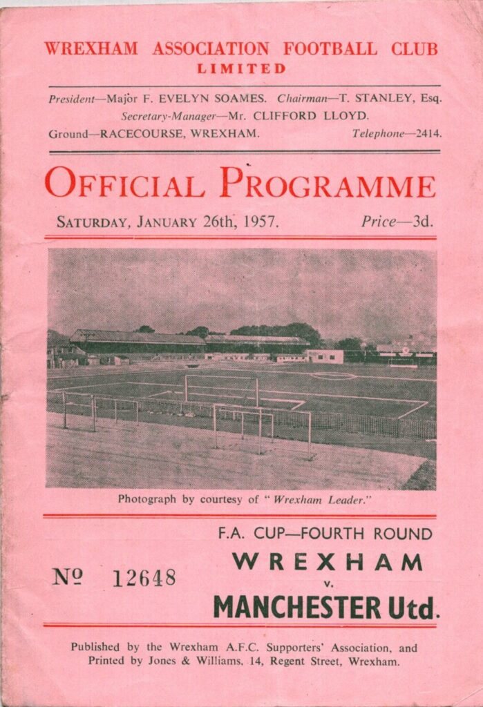 26th January 1957 Wrexham AFC v Manchester United FA Cup 4th Round 1956-1957