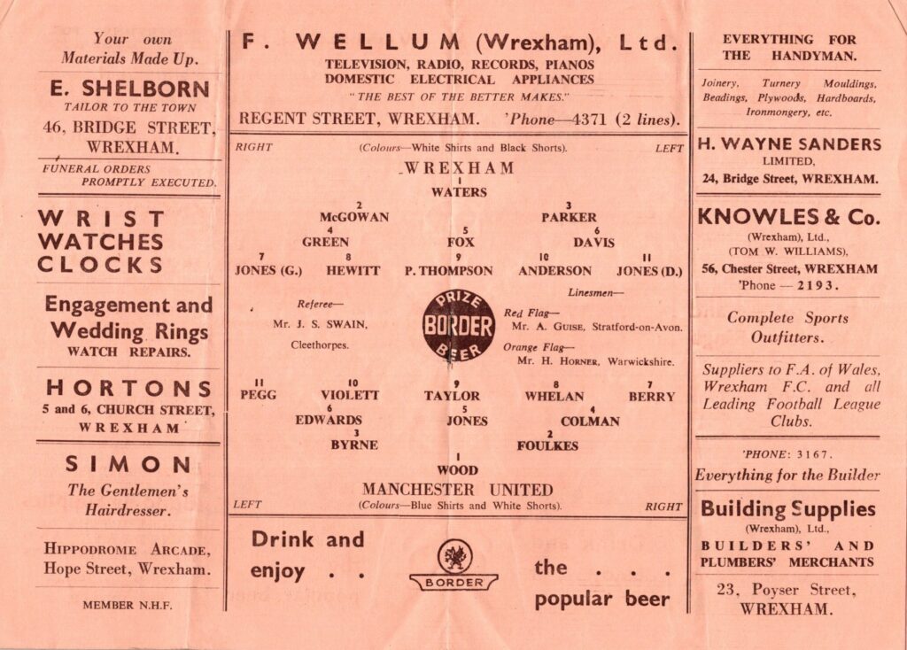 26th January 1957 Wrexham AFC v Manchester United FA Cup 4th Round 1956-1957 - Image 3