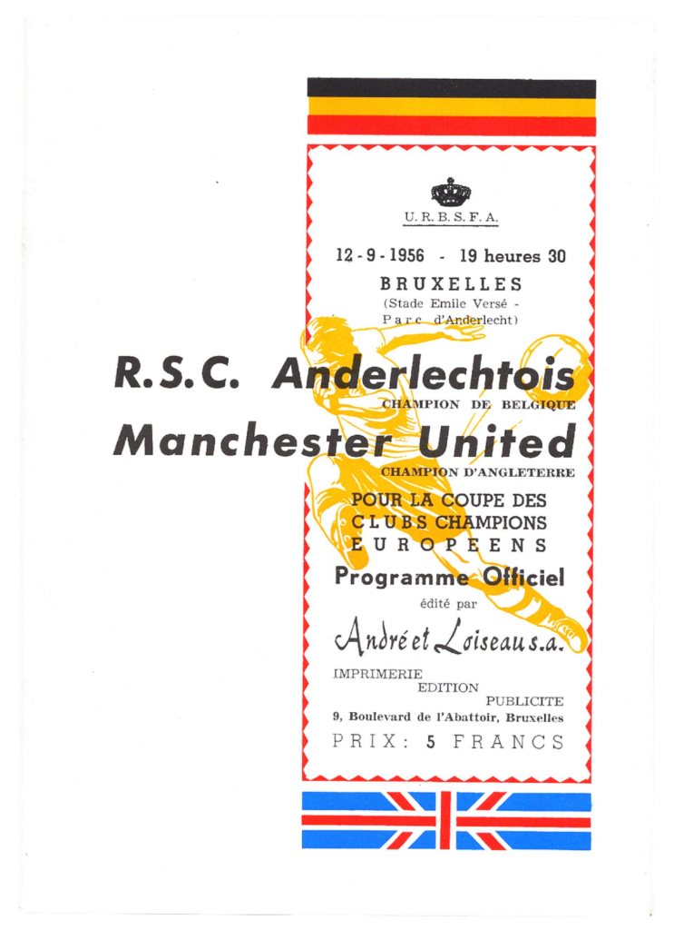 12th September 1956 RSC Anderlecht v Manchester United European Cup Preliminary Round - 1st Leg 1956-1957