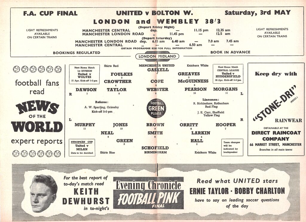 19th April 1958 Manchester United v Birmingham City Division One Matchday 39 1957-1958 - Image 3