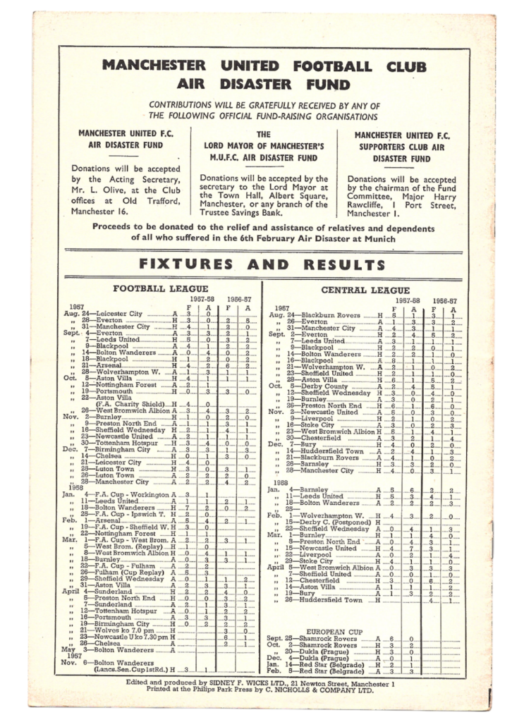 23rd April 1958 Manchester United v Newcastle United Division One Matchday 41 1957-1958 - Image 2