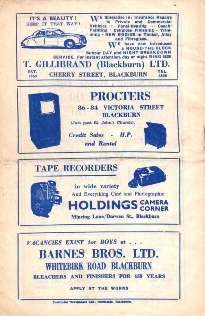 2nd March 1959 Blackburn Rovers v Manchester United Division One Matchday 32 1958-1959 - Image 2