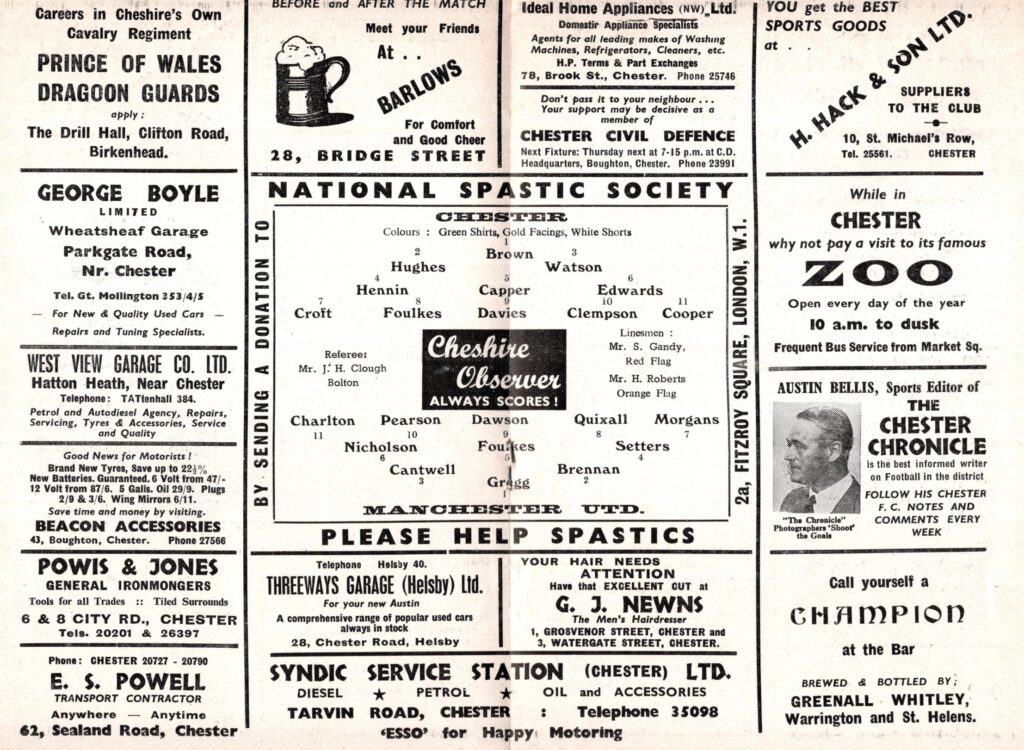 1st March 1961 Chester FC v Manchester United Friendly Benefit Match 1960-1961 - Image 3