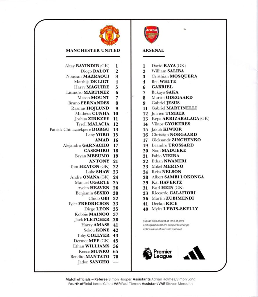 17th August 2025 Manchester United v Arsenal Premier League Matchday 01 2025-2026 - Image 2