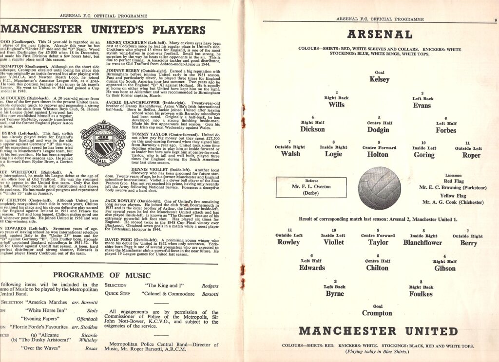 27th March 1954 Arsenal v Manchester United Division One Matchday 36 1953-1954 - Image 3