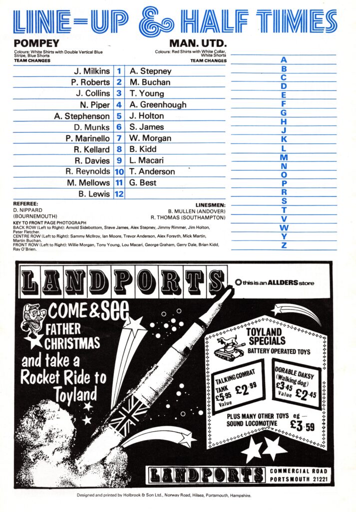 4th December 1973 Portsmouth v Manchester United Friendly 75th Anniversary Match 1973-1974 - Image 2
