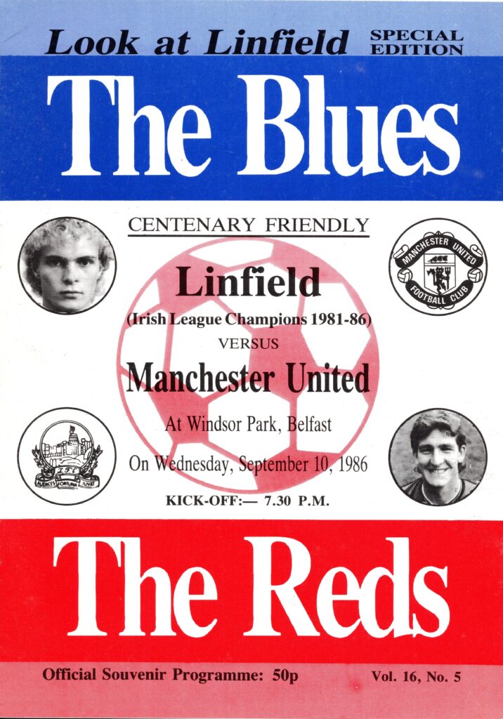 10th September 1986 Linfield v Manchester United Friendly  1986-1987