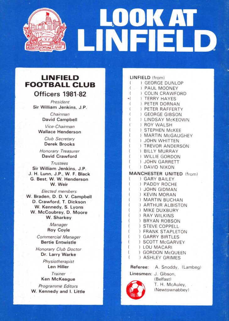 9th March 1982 Linfield v Manchester United Friendly  1981-1982 - Image 2