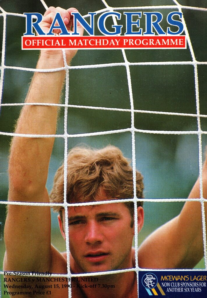 15th August 1990 Rangers v Manchester United Friendly Pre Season 1990-1991