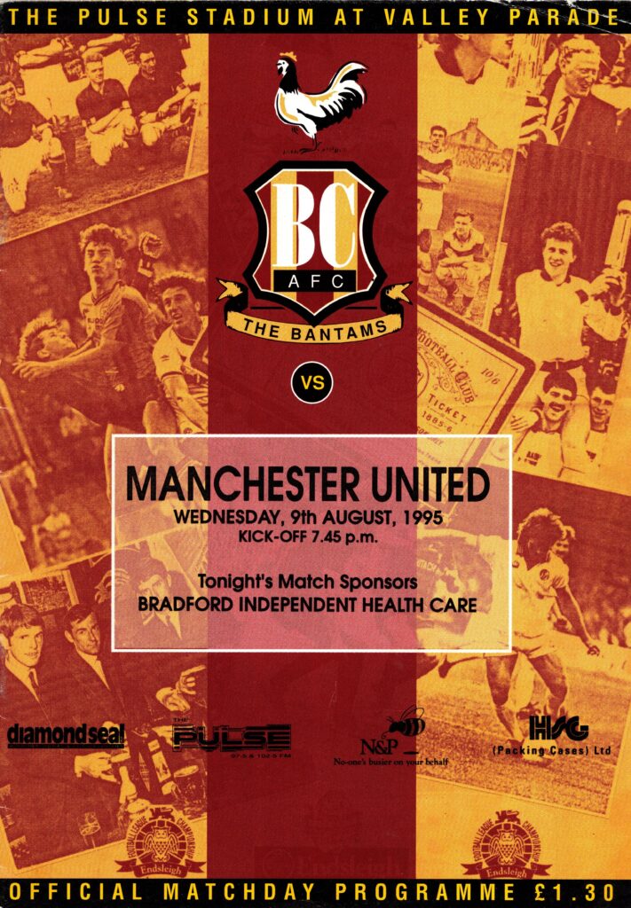 9th August 1995 Bradford City v Manchester United Friendly Pre Season 1995-1996