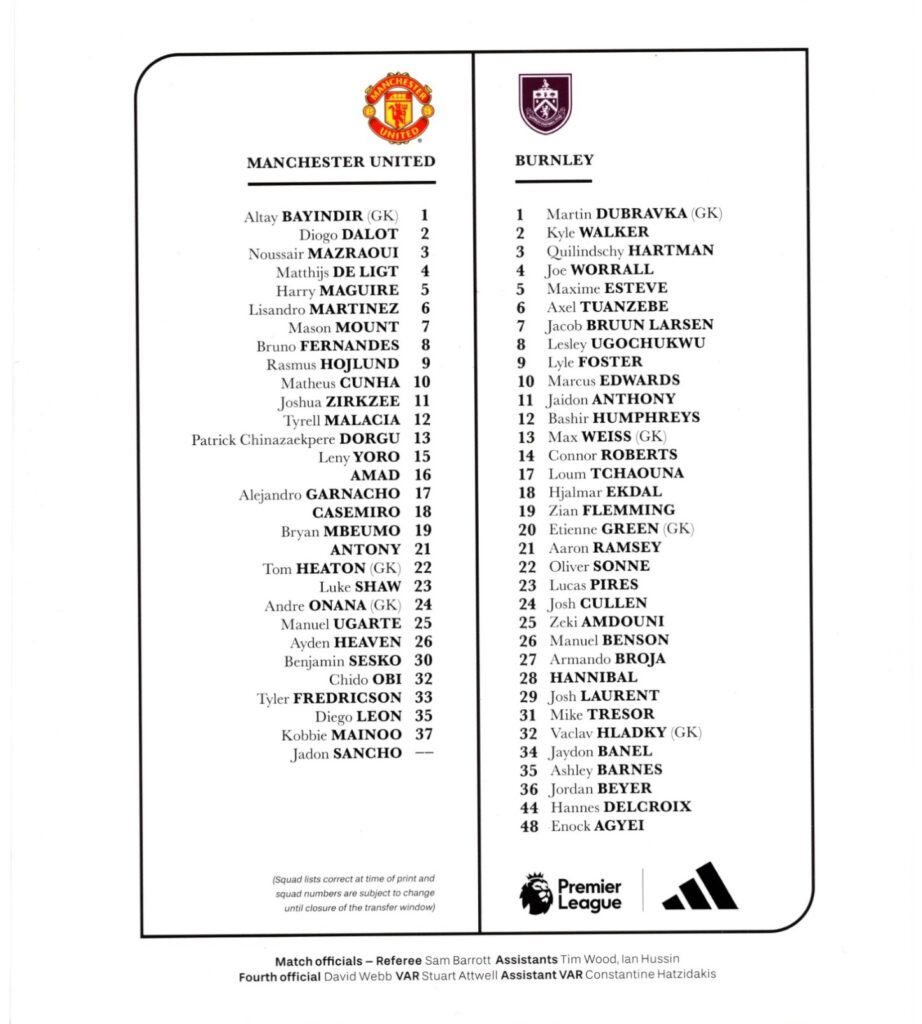 30th August 2025 Manchester United v Burnley Premier League Matchday 03 2025-2026 - Image 2