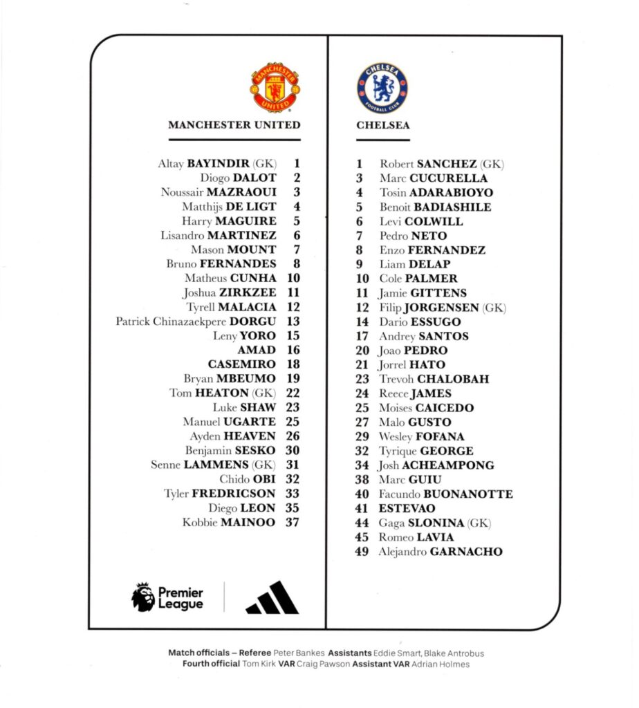 20th September 2025 Manchester United v Chelsea Premier League Matchday 05 2025-2026 - Image 2