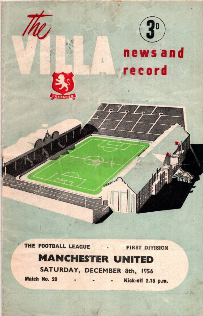 8th December 1956 Aston Villa v Manchester United Division One Matchday 20 1956-1957