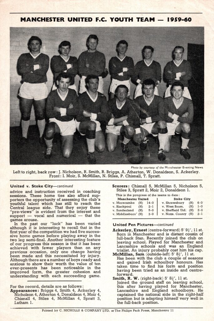 14th March 1960 Manchester United Yth v Stoke City Yth FA Youth Cup 5th Round 1959-1960 - Image 2