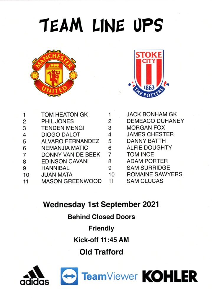 1st September 2021 Stoke City v Manchester United Friendly Pre Season 2021-2022 - Image 2