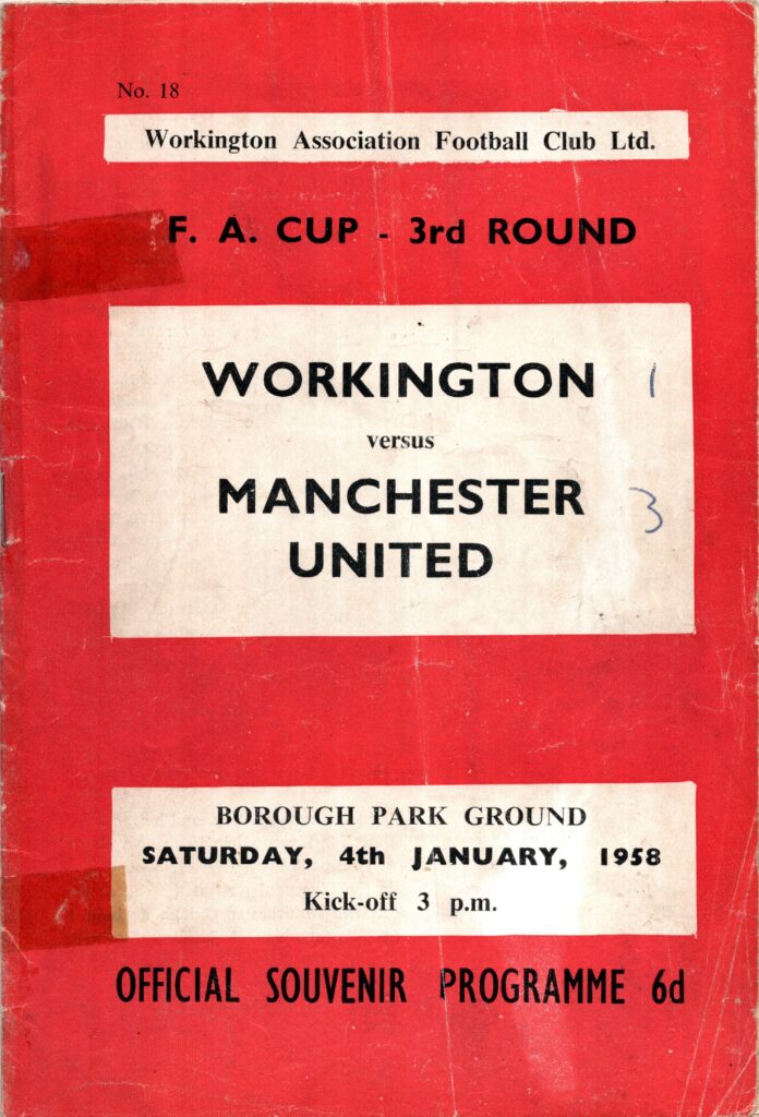 4th January 1958 Workington AFC v Manchester United Division One 3rd Round 1957-1958