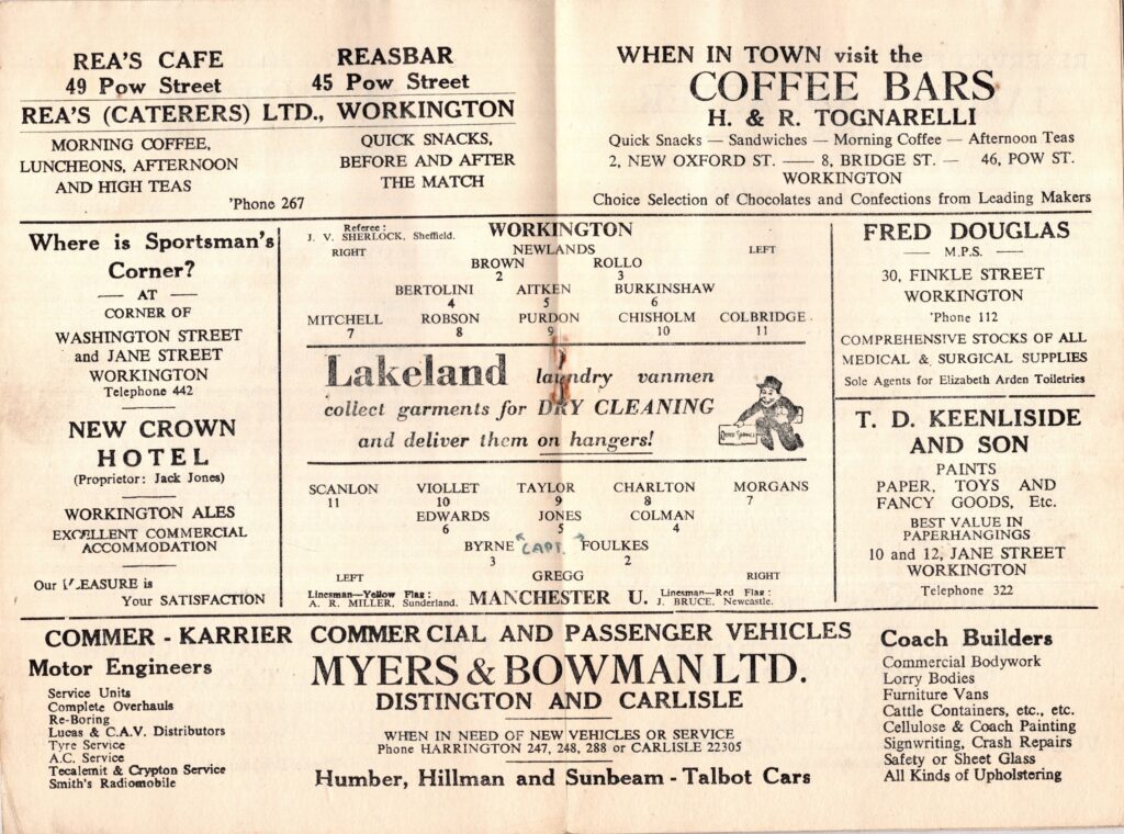 4th January 1958 Workington AFC v Manchester United Division One 3rd Round 1957-1958 - Image 3