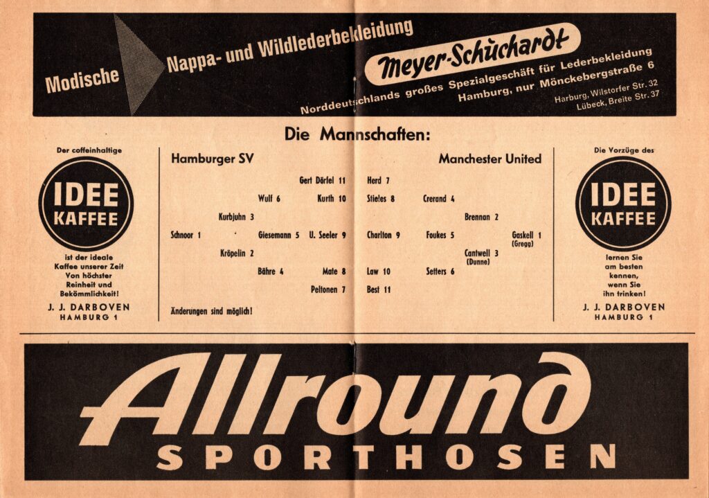 12th August 1964 Hamburg SV v Manchester United Friendly  1964-1965 - Image 3