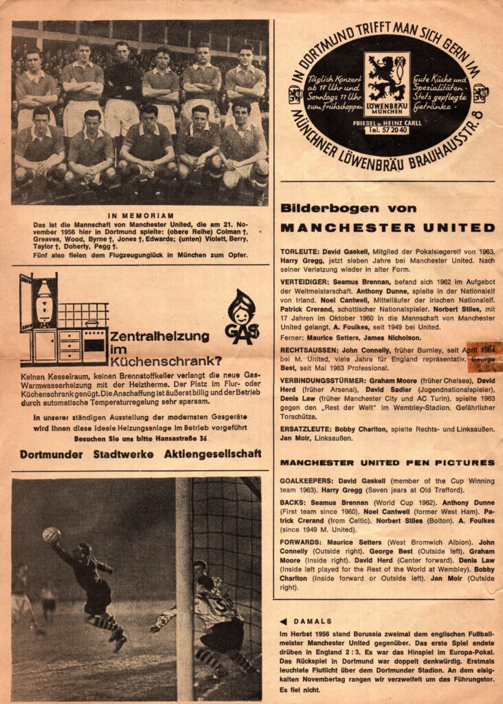 11th November 1964 Borussia Dortmund v Manchester United UEFA Cup 2nd Round 1st Leg 1964-1965 - Image 2