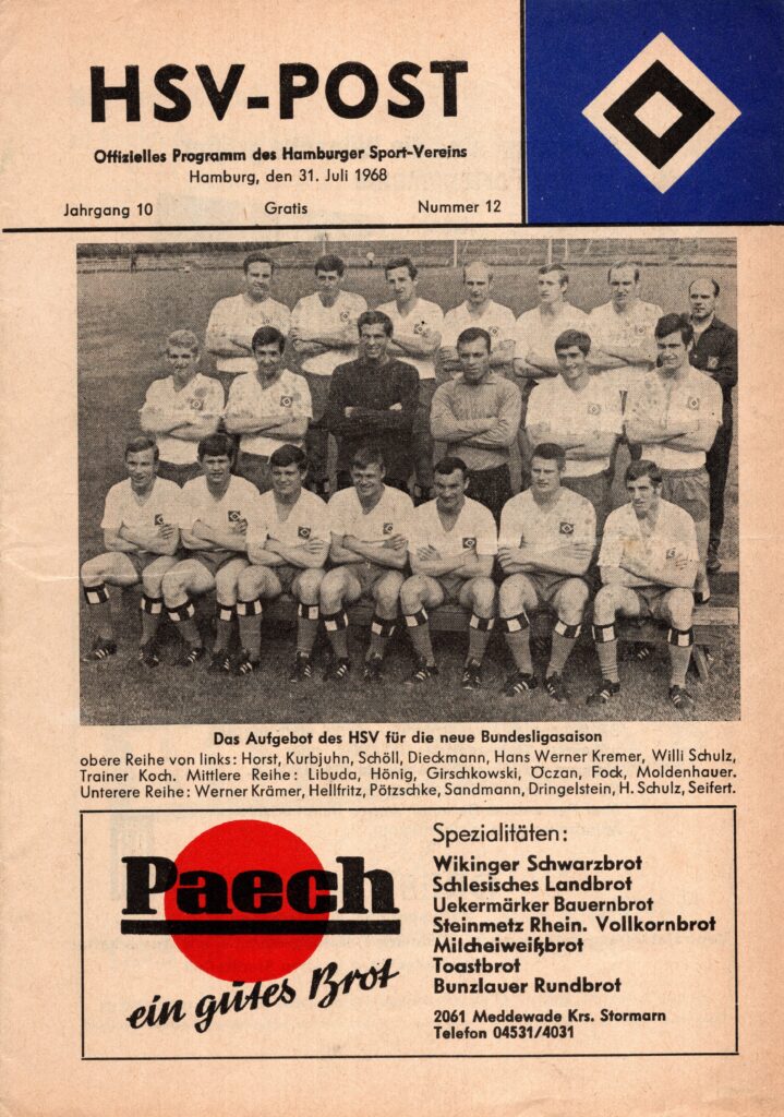 31st July 1968 Hamburg SV v Manchester United Friendly  1968-1969