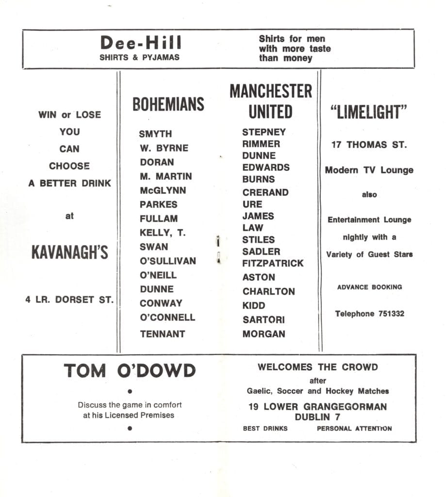 21st January 1971 Bohemians v Manchester United Friendly  1970-1971 - Image 5