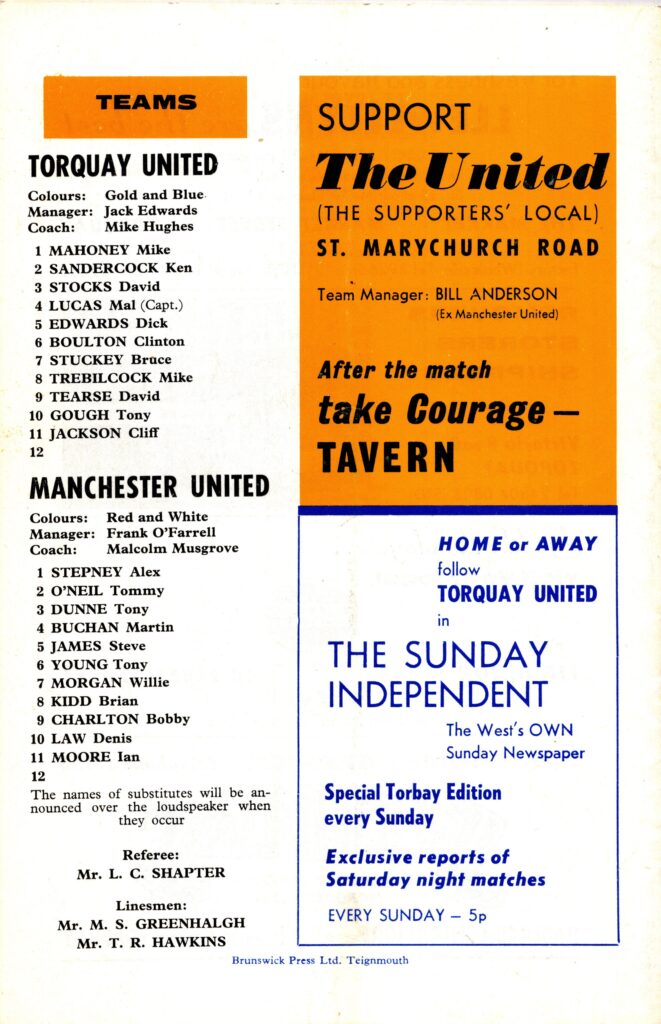 29th July 1972 Torquay United v Manchester United Friendly  1972-1973 - Image 2