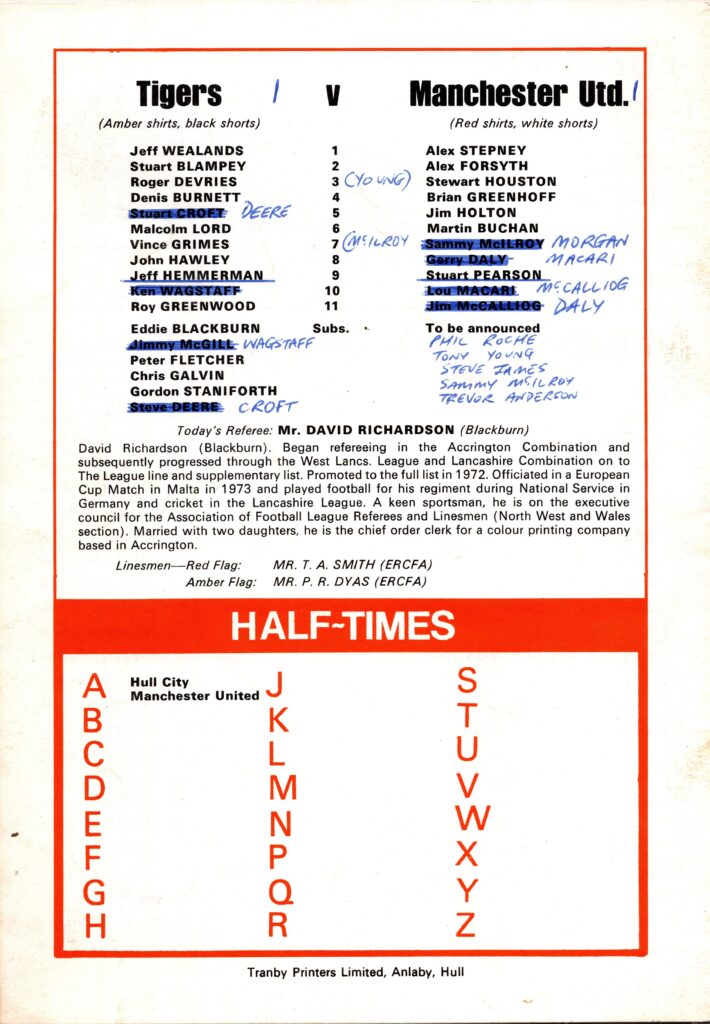 10th August 1974 Hull City v Manchester United Friendly  1974-1975 - Image 2
