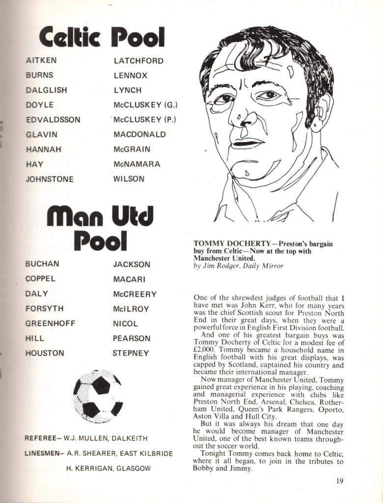 17th May 1976 Celtic v Manchester United Testimonial Jimmy Johnstone & Bobby Lennox 1975-1976 - Image 3