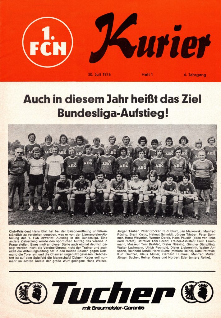 30th July 1976 FC Nuremberg v Manchester United Friendly Pre-Season 1976-1977