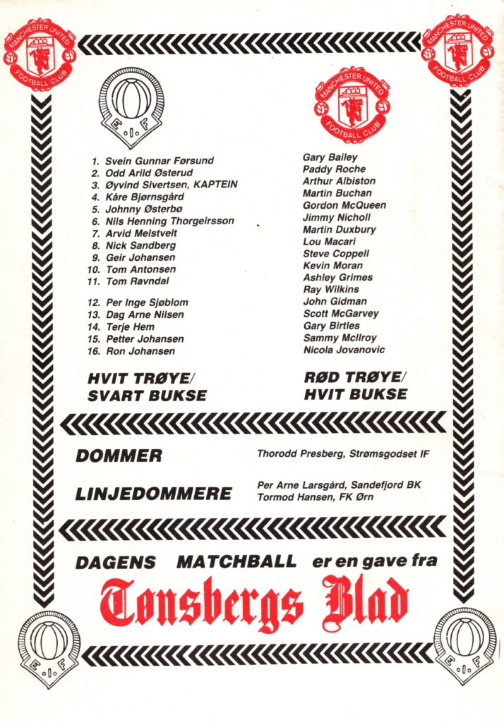 18th August 1981 EIK Tonsberg v Manchester United Friendly Pre-Season 1981-1982 - Image 2